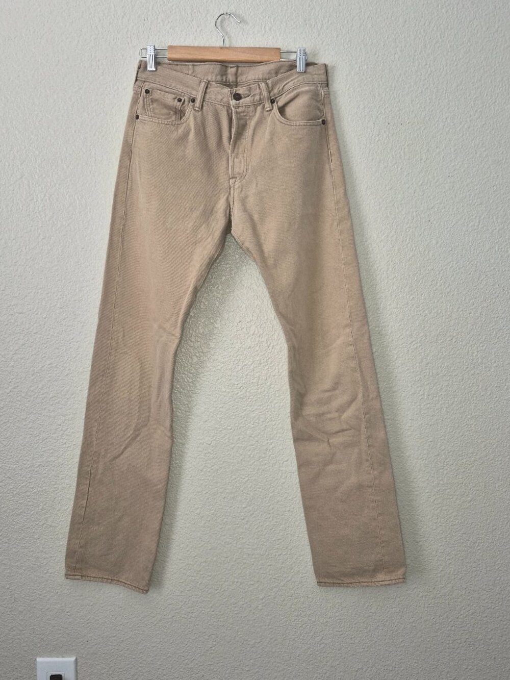 Levis 501 Jeans Mens Original Button Fly Color Beige Blank Red Tab W30 X L34